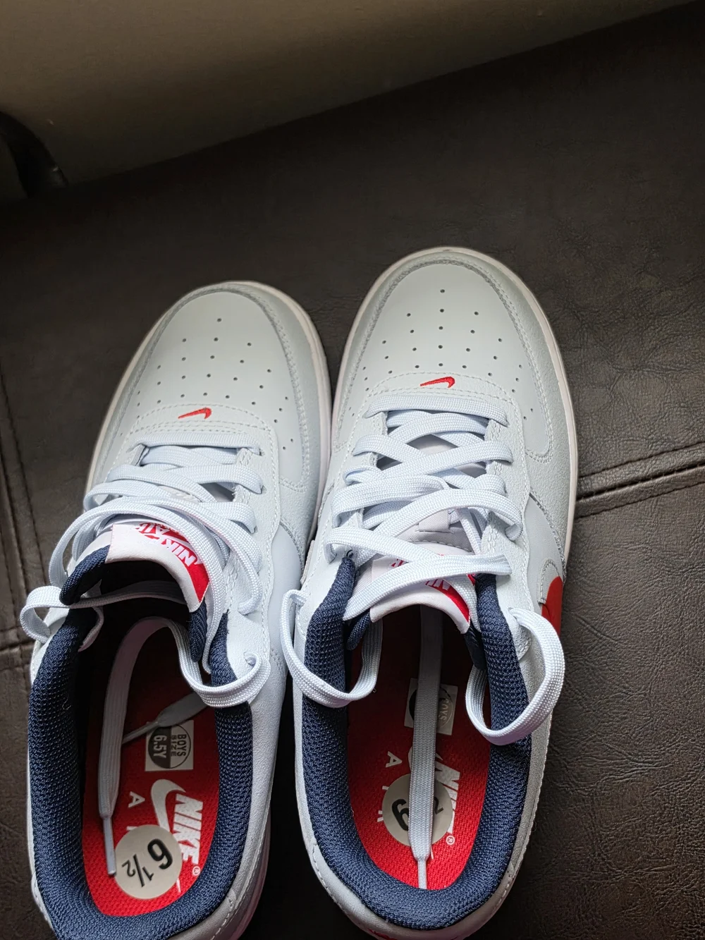 Nike Kids' Air Low-Top Sneakers in White and Red